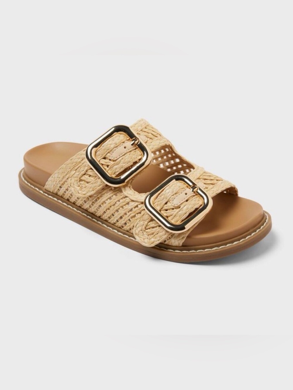 Universal Thread Tan Braided Double Buckle Slide Sandals